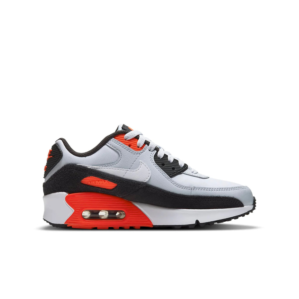(GS) Nike Air Max 90 Leather 'Football Grey Bright Crimson' CD6864-012